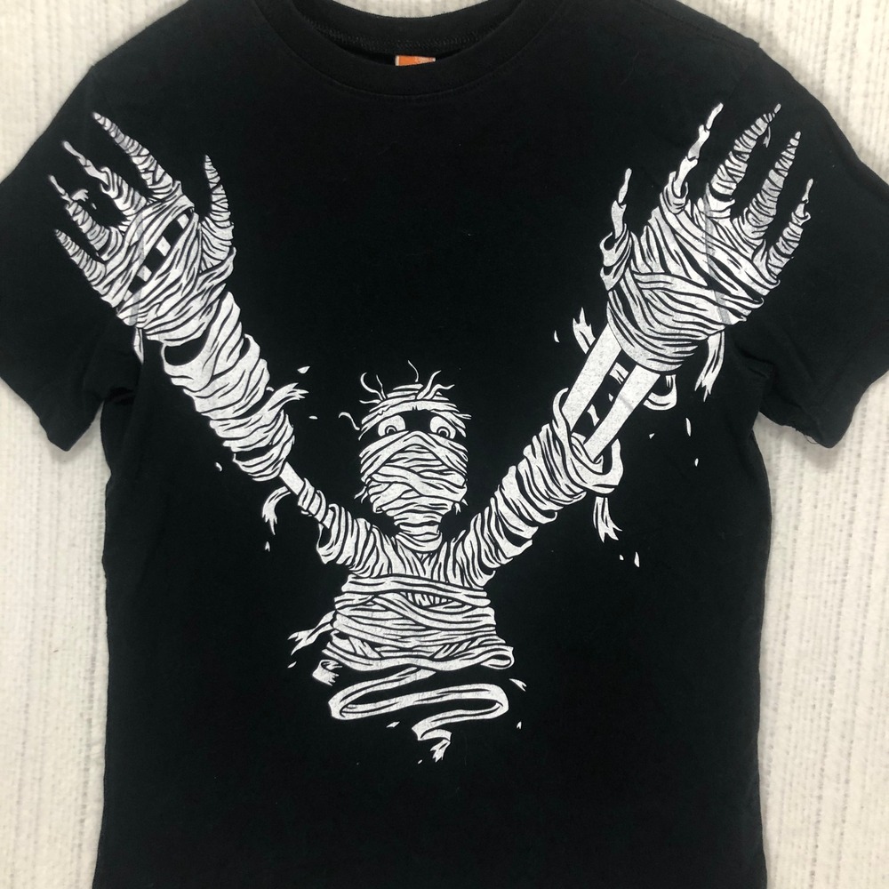 Halloween Mummy‎ Graphic T-Shirt Costume Tee Black Size L 12/14